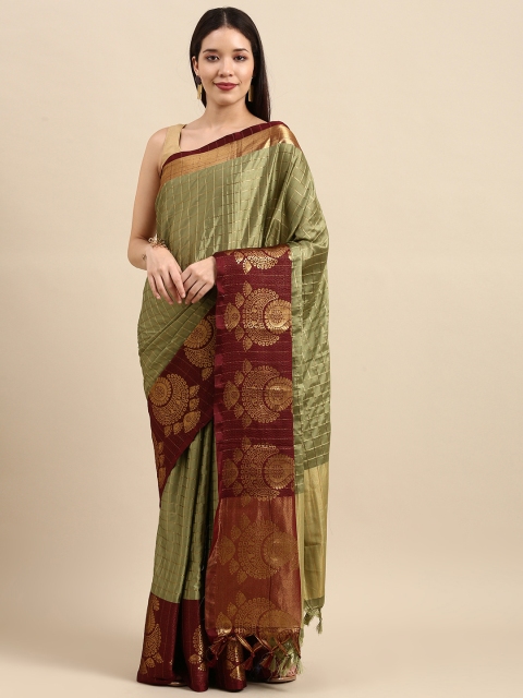 

Anouk Khaki Woven Design Pure Silk Kanjeevaram Saree