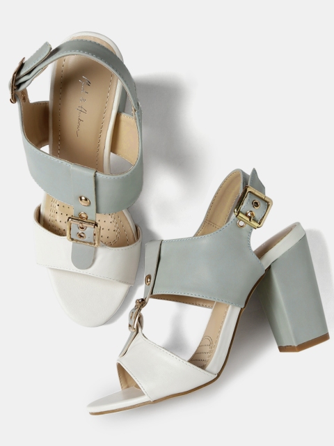

Mast & Harbour Women White & Grey Colourblocked Heels