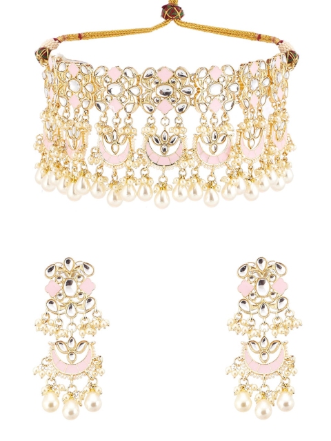 

Biba Women Pink Kundan Necklace With Stones