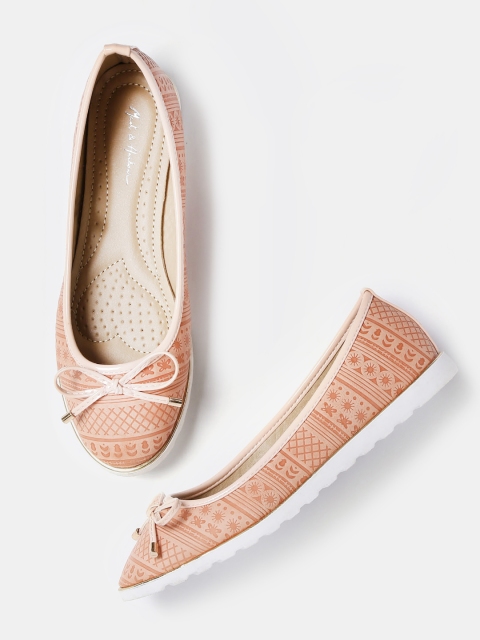 

Mast & Harbour Women Peach-Coloured Patterned Flats