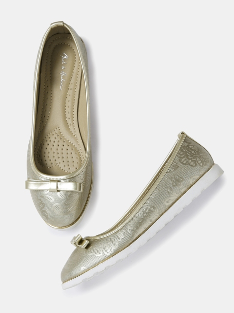 

Mast & Harbour Women Muted Gold-Toned Textured Flat Shoes