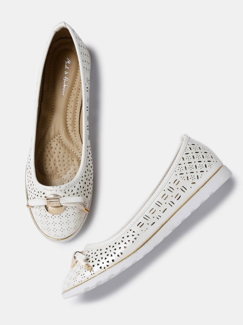 

Mast & Harbour Women White Flat Shoes with Laser-Cuts