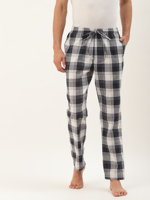 Not Just Pyjamas Men White & Black Checked Lounge Pants