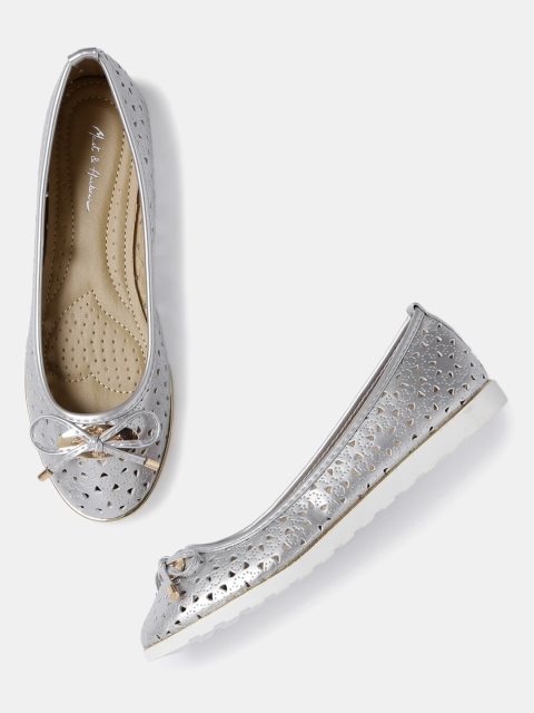 

Mast & Harbour Women Silver-Toned Flat Shoes with Laser-Cuts