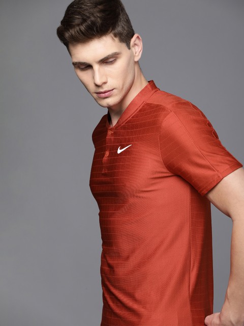 

Nike Men Red NKCT DF ADVTG Henley Neck T-shirt