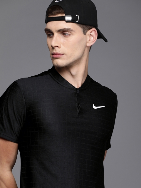 

Nike Men Black NKCT DF ADVTG Henley Neck T-shirt