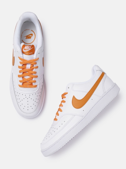 

Nike Women White Court Vision Leather Sneakers