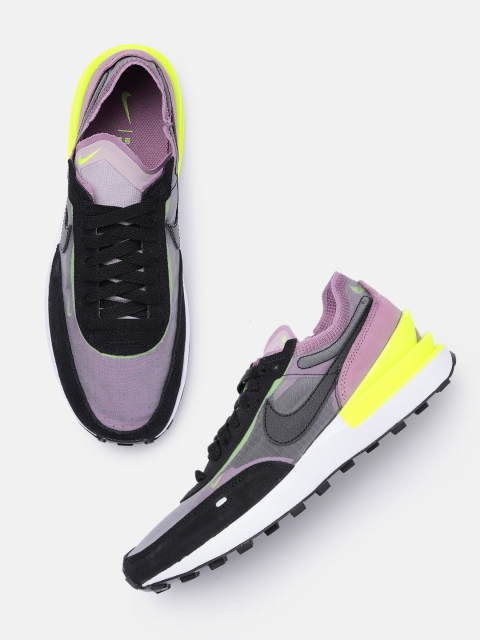 

Nike Women Mauve Purple & Black Colourblocked Waffle One Regular Sneakers