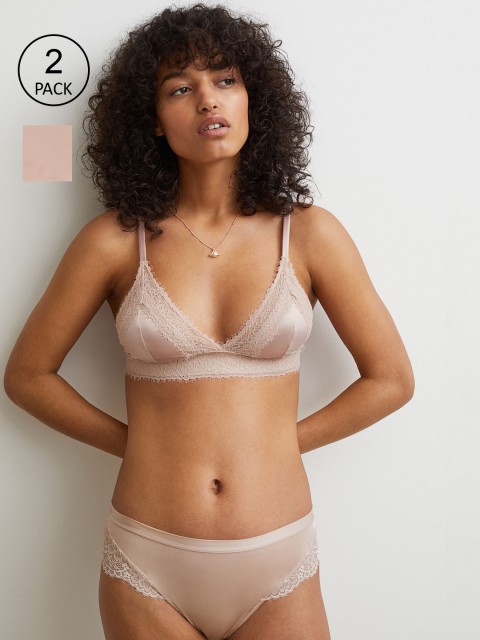 

H&M Women 2-Pack Pink Thong Briefs - 1017022002