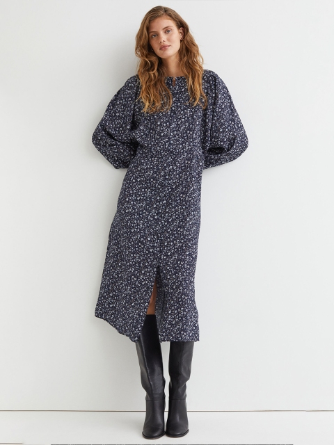 

H&M Women Blue Batwing-sleeved Dress