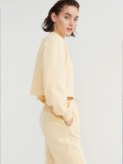 

H&M Women Yellow Cropped Sweatshirt