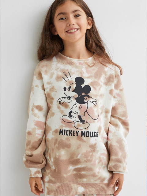 

H&M Girls Beige Mickey Mouse Printed Sweatshirt