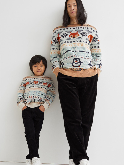 

H&M Boys White Jacquard-knit Jumper
