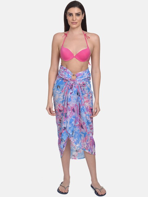 

mod & shy Women Blue And Pink Floral Printed Wraparound Sarong