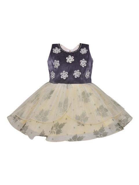 

Wish Karo Cream-Coloured Floral Net Dress