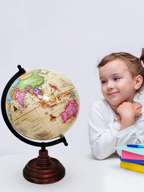 

Wembley Toys Kids Multicoloured Wooden Base Globe For Learning Earth Map, Multi