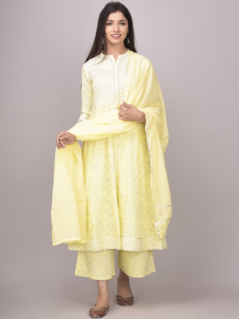 

DIVYANK Women Yellow Ethnic Motifs Regular Kurta with Palazzos & With Dupatta