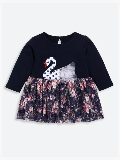 

TAMBOURINE Kids Girls Navy Blue Floral Dress