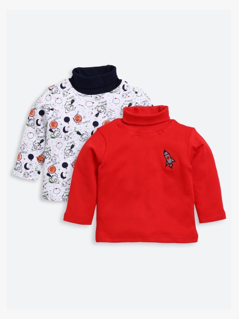 

TAMBOURINE Boys Pack Of 2 White & Red Printed Pure Cotton Sweatshirt