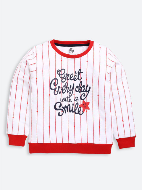 

TAMBOURINE Girls White Striped Sweatshirt