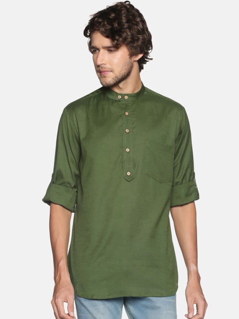

Saffron Threads Men Green Casual Kurta