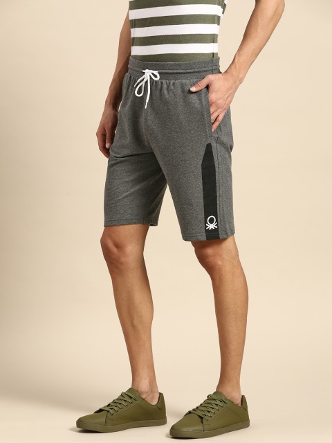

United Colors of Benetton Men Charcoal Grey Solid Regular Shorts