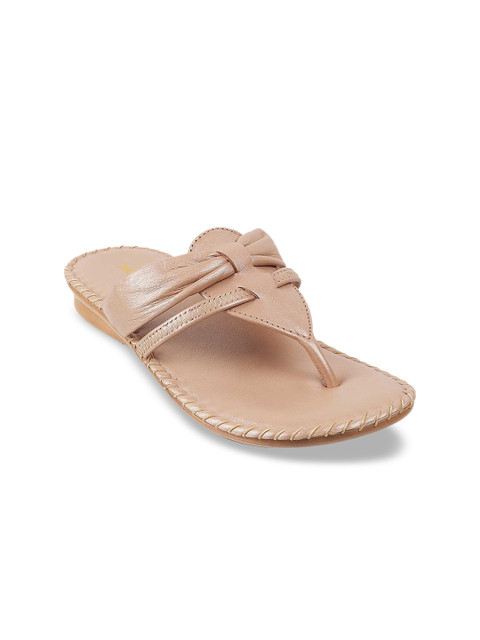 

Mochi Women Gold-Toned T-Strap Flats with Bows