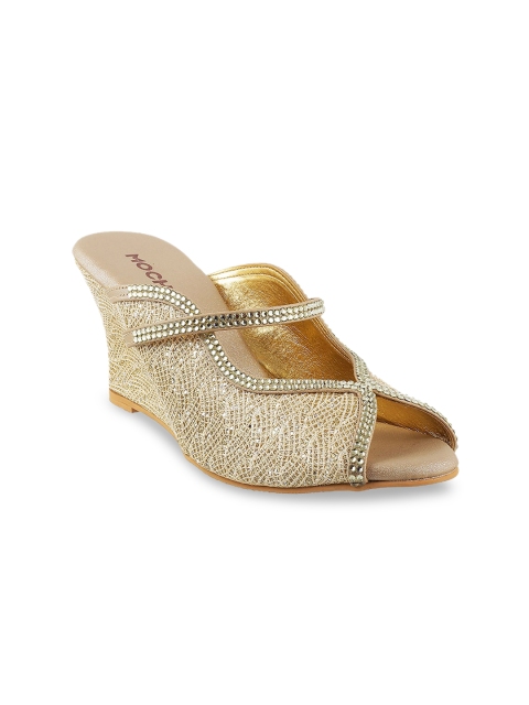 

Mochi Gold-Toned Embellished Party Wedge Heels