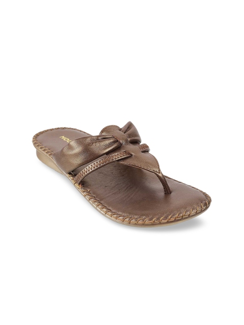 

Mochi Women Gold-Toned Open Toe Flats With Bows