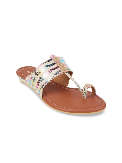 

Mochi Women Beige One Toe Flats