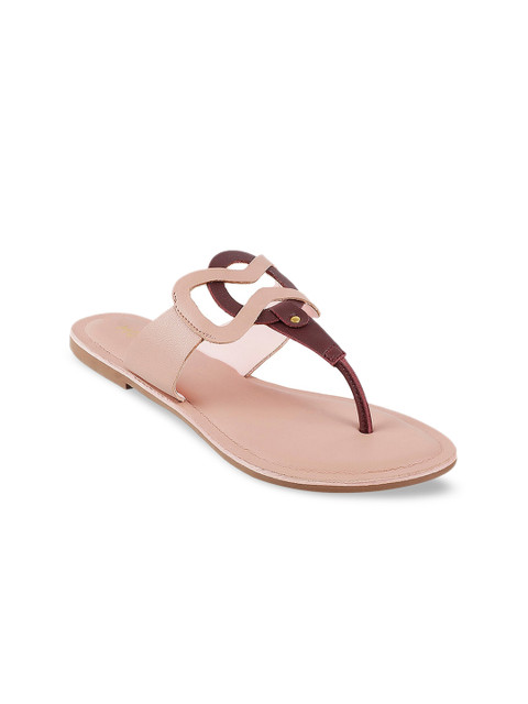

Mochi Women Peach-Coloured T-Strap Flats