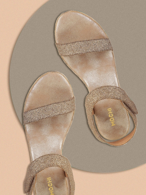 

Mochi Women Gold-Toned Embellished Wedge Sandals