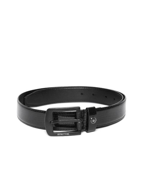 

United Colors of Benetton Men Black Textured PU Formal Belt