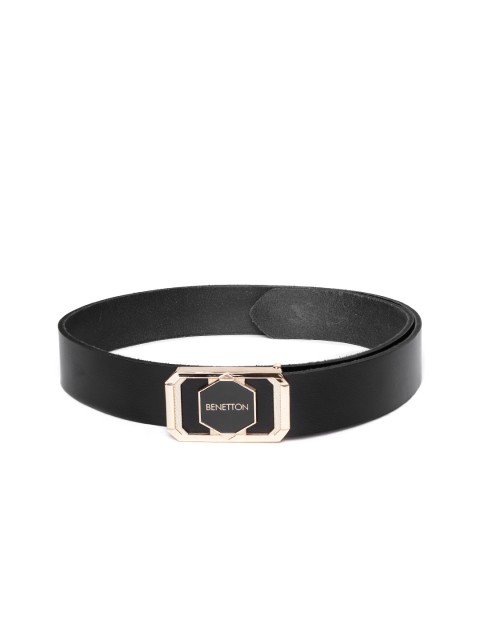

United Colors of Benetton Men Black Solid Leather Belt