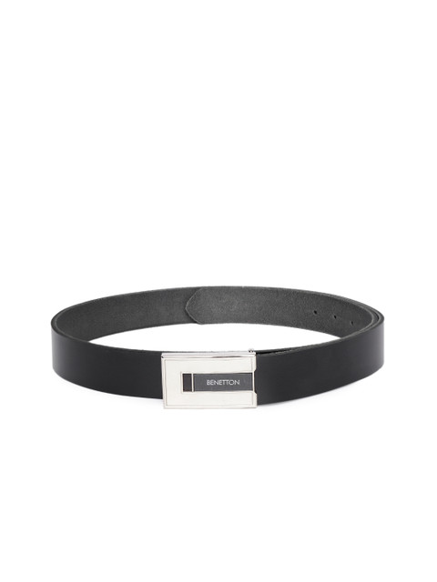 

United Colors of Benetton Men Black Solid Leather Belt