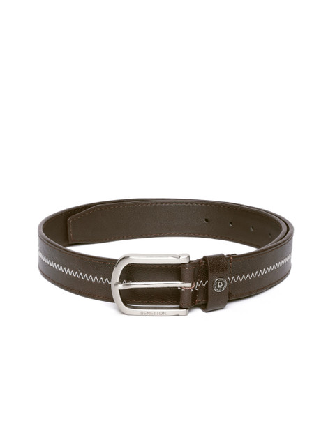 

United Colors of Benetton Men Brown Solid Belt with Thread Work Detail
