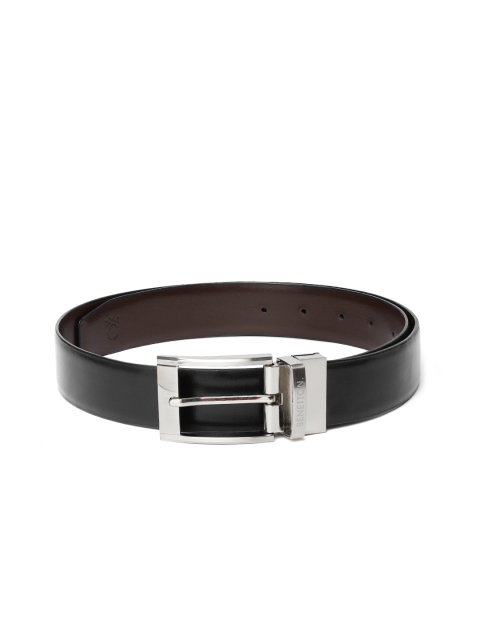

United Colors of Benetton Men Black Textured Leather Reversible Formal Belt