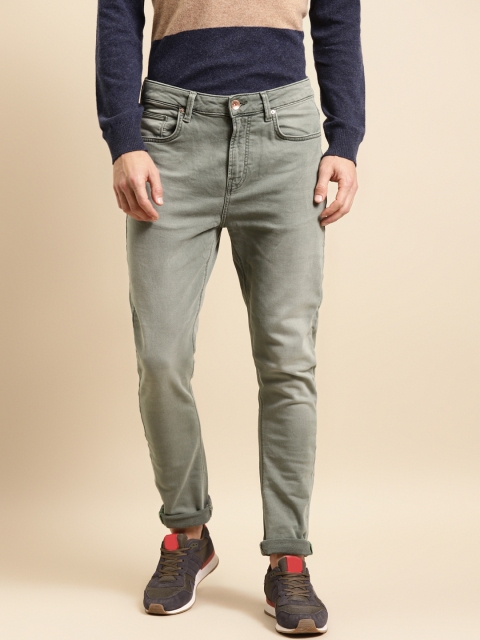 

United Colors of Benetton Men Olive Green Carrot Light Fade Stretchable Jeans