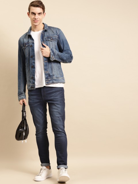 

United Colors of Benetton Men Navy Blue Carrot Fit Light Fade Stretchable Jeans