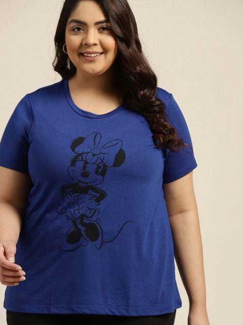 

Sztori Disney Women Plus Size Blue Minnie Mouse Printed T-shirt