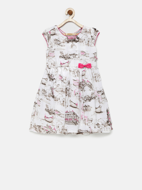 

Peppermint Girls White Printed Fit & Flare Dress