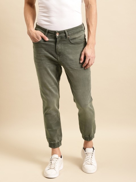 

United Colors of Benetton Men Olive Green Jogger Stretchable Jeans