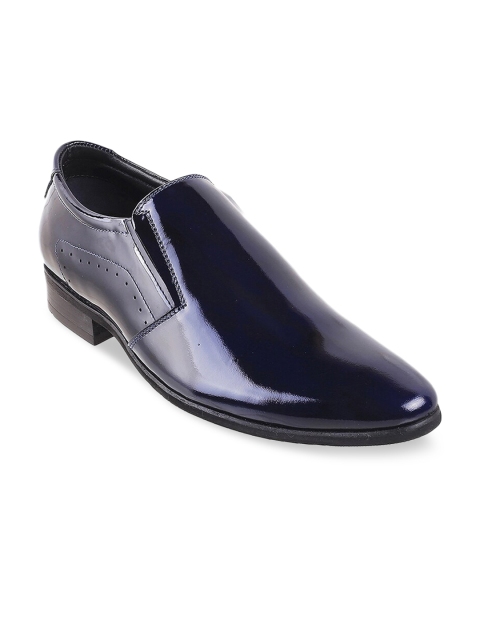 

J.FONTINI Men Blue Solid Leather Formal Slip-On Shoes
