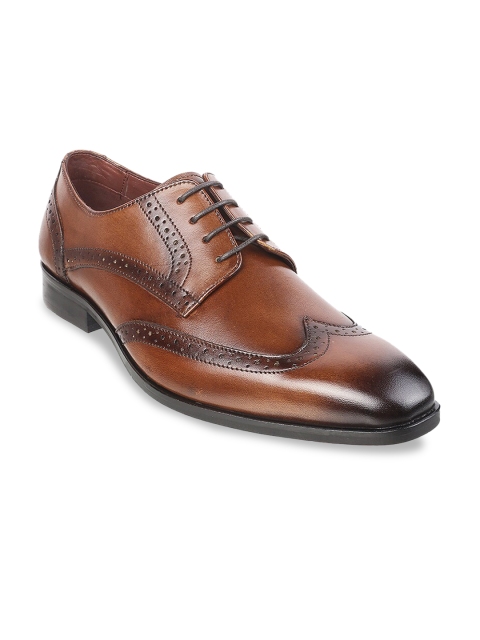 

J.FONTINI Men Tan Textured Leather Formal Brogues