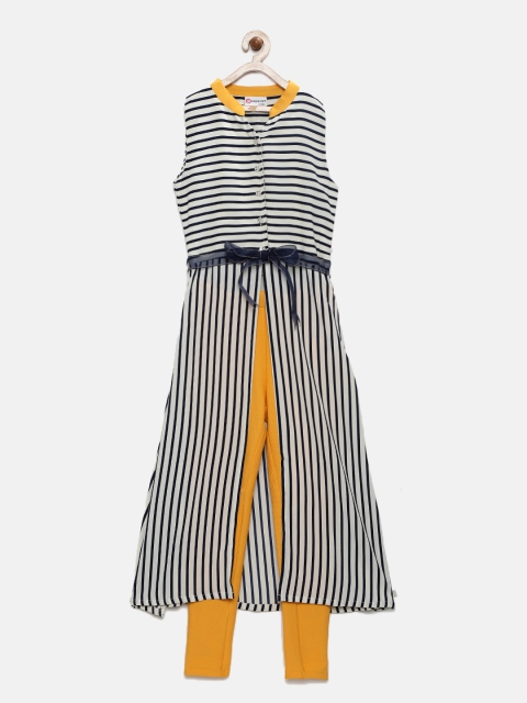 

Peppermint Girls Off-White & Yellow Clothing Set