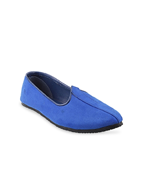 

Mochi Men Blue Ethnic Leather Shoe-Style Sandals