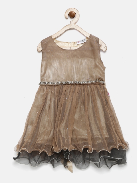 

Peppermint Girls Brown Embellished Fit & Flare Dress