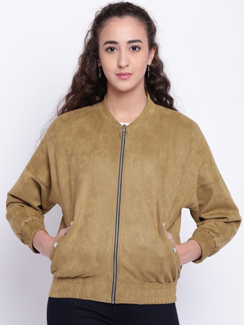 

Texco Women Brown curry Suede Bomber Jacket