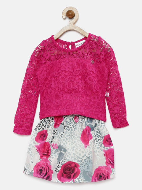 

Peppermint Girls Pink & White Floral Print Clothing Set