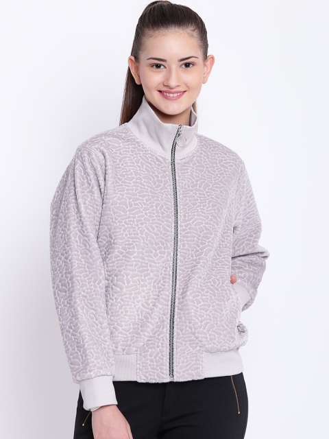 

Texco Women Grey & White Geometric Bomber Jacket